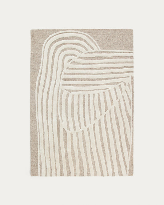 Alfombra Colire de lana y viscosa beige 160 x 230 cm