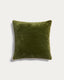 Housse de coussin Ovelin en velours vert et écru 45 x 45 cm