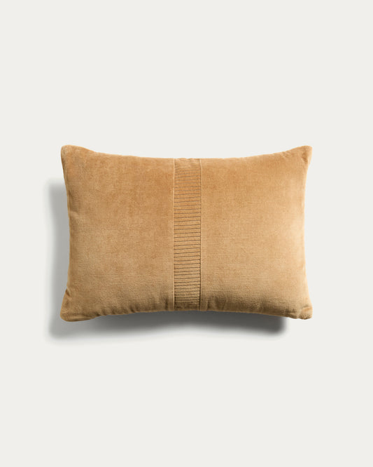 Funda de coixí Tavre de vellut amb detall brodat beix 30 x 50 cm