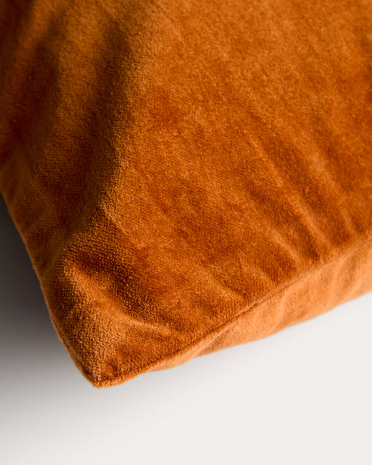 Funda de cojín Tavre de terciopelo con detalle bordado naranja 40 x 60 cm