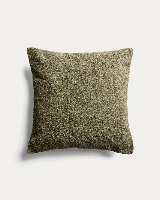 Funda de cojín Olinan de bouclé melange verde 50 x 50 cm