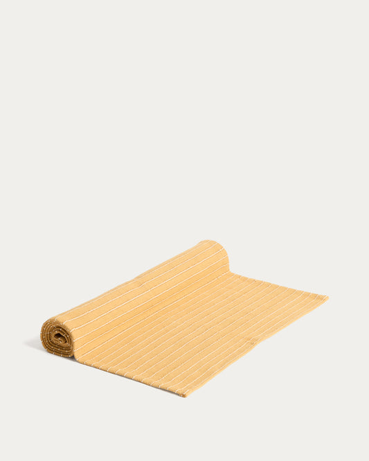 Camí de taula Noira de cotó jacquard mostassa 50 x 150 cm