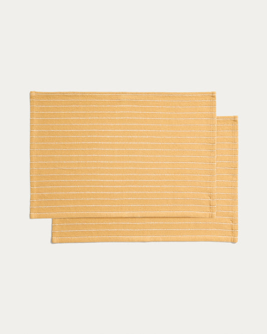 Set Noira de 2 estovalles individuals de cotó jacquard mostassa 35 x 50 cm