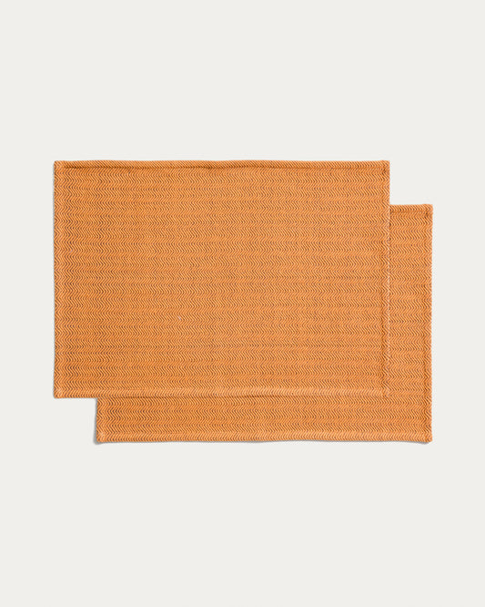 Set Tieva de 2 estovalles individuals de cotó jacquard taronja 35 x 50 cm