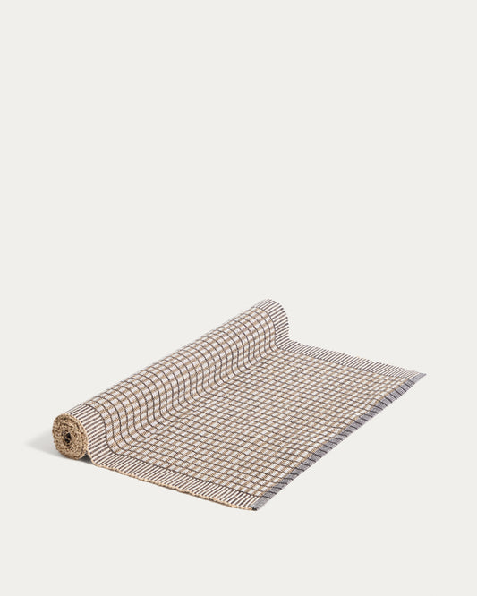 Camí de taula Berla de cotó i jute taronja 50 x 150 cm