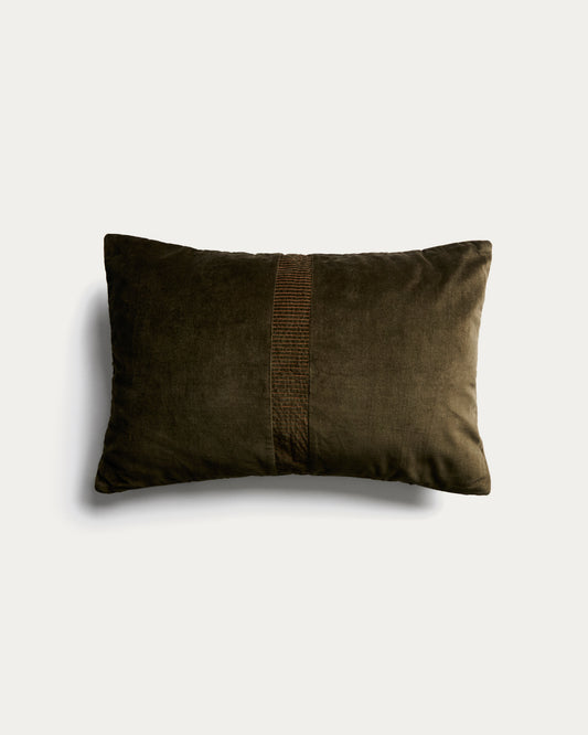 Funda de coixí Tavre de vellut verd amb detall brodat 30 x 50 cm