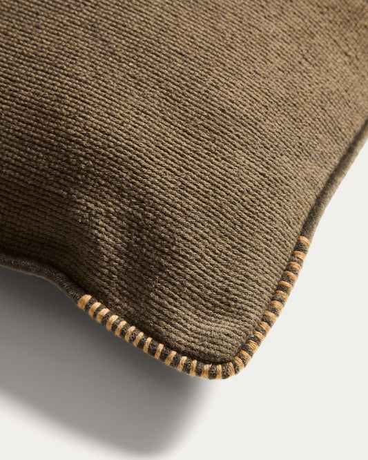 Housse de coussin Rivon verte avec passepoil contrasté 30 x 50 cm