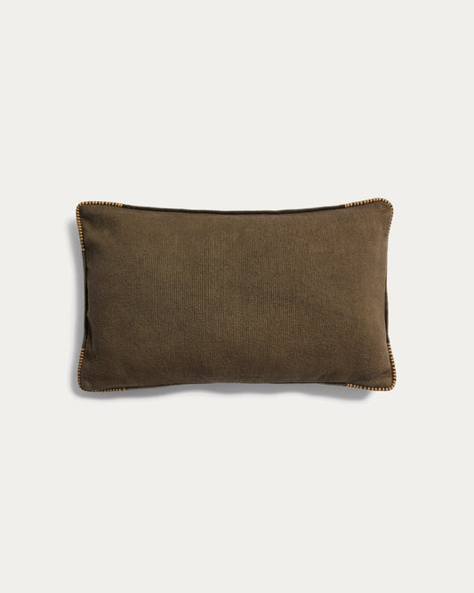 Housse de coussin Rivon verte avec passepoil contrasté 30 x 50 cm
