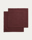 Ensemble Lerava de 2 serviettes en coton avec fini lavé bordeaux 35 x 35 cm