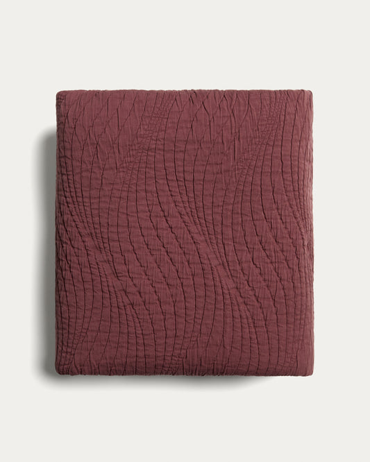 Couvre-lit Sarula 100 % coton jacquard grenat pour lit de 90/135 cm