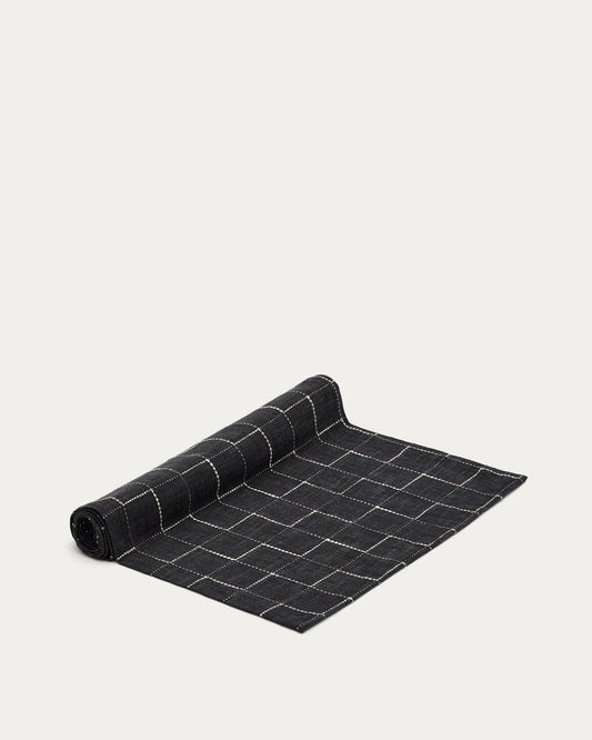 Chemin de table Ersen noir, 100 % coton, 50 x 160 cm