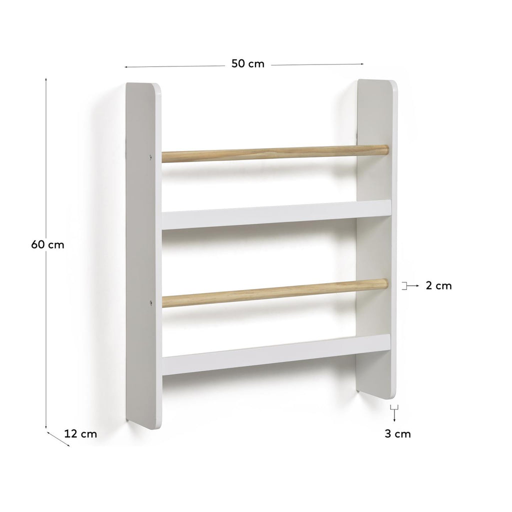 Estantería Gopi de madera maciza de pino acabado natural y blanco 50x60 cm