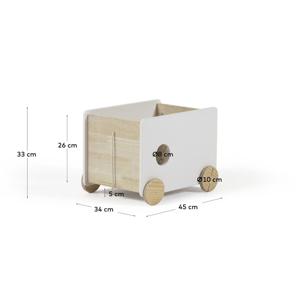 Carrito con almacenaje Bianina madera maciza de pino natural y MDF blanco