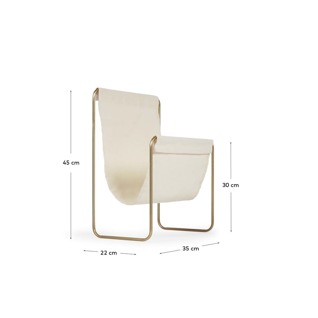 Revistero Siana beige y metal dorado