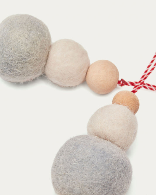 Lot de 2 décorations à suspendre Dempsey boules rondes en feutrine grise