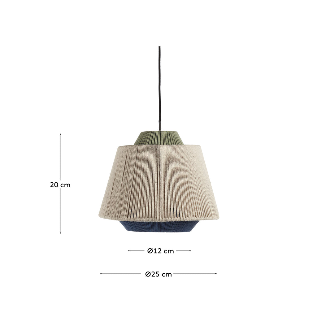 Abat-jour suspension Yuvia en coton finition beige et bleue