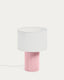 Lampe de table Bianella en coton et velours côtelé rose