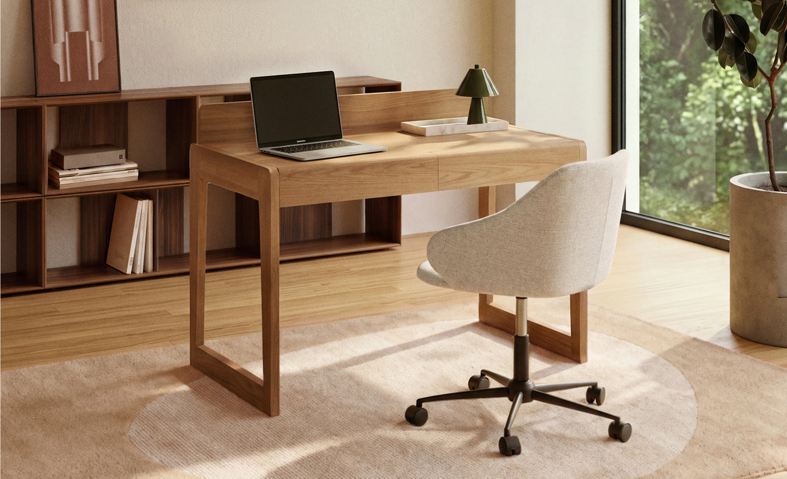 Bureau Arandu en contreplaqué et bois de frêne 120 x 60 cm