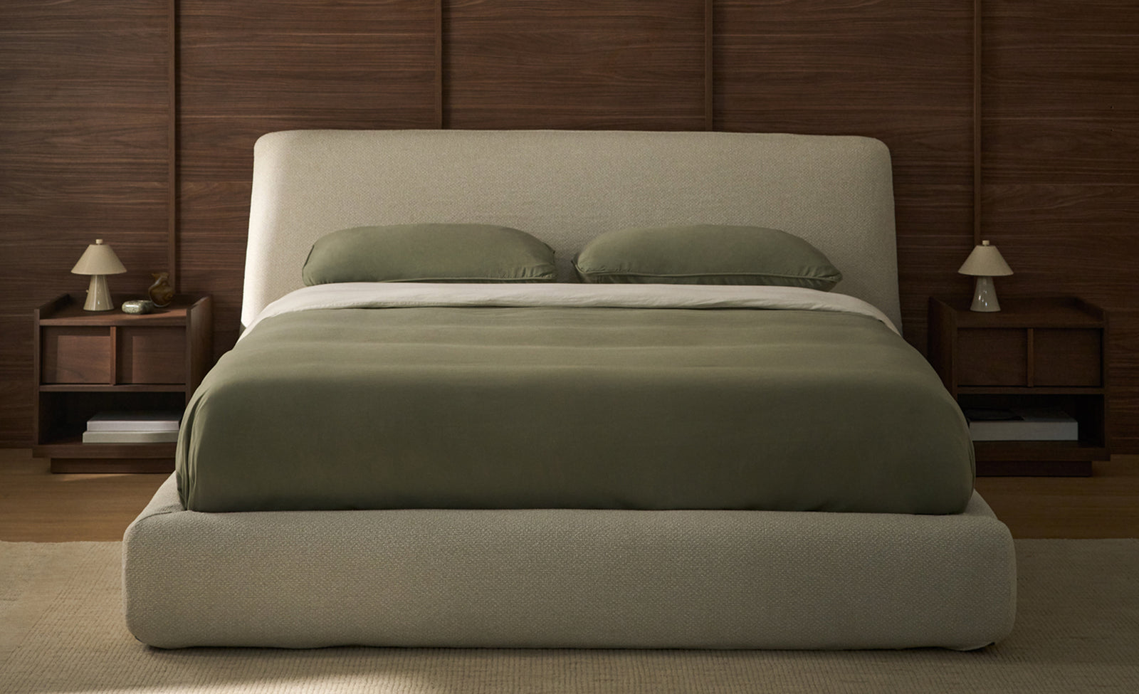 Cama desenfundable Martina de chenilla crudo para colchón de 180 x 200 cm